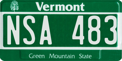 VT license plate NSA483