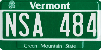 VT license plate NSA484