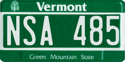VT license plate NSA485