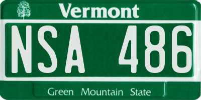 VT license plate NSA486