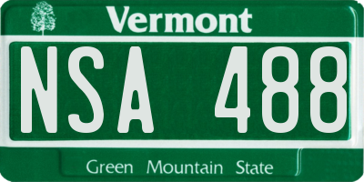 VT license plate NSA488
