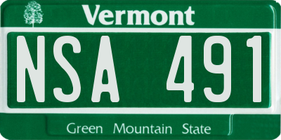 VT license plate NSA491