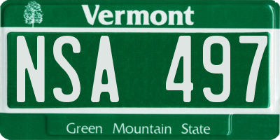VT license plate NSA497