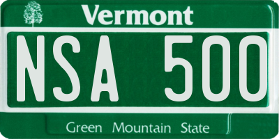 VT license plate NSA500