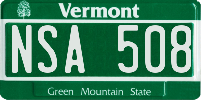 VT license plate NSA508
