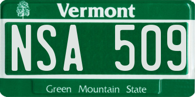 VT license plate NSA509