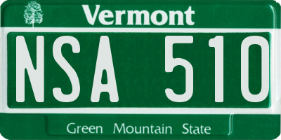 VT license plate NSA510