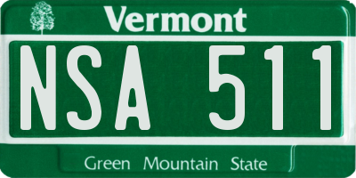 VT license plate NSA511