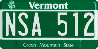 VT license plate NSA512