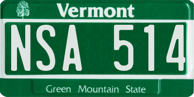VT license plate NSA514