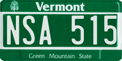 VT license plate NSA515