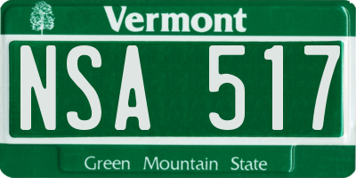 VT license plate NSA517