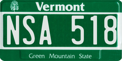 VT license plate NSA518