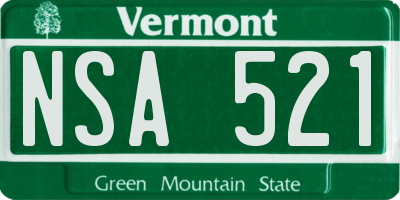 VT license plate NSA521