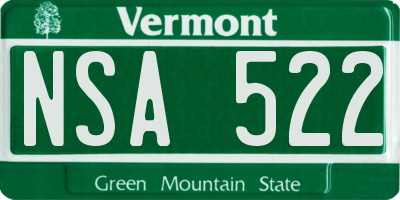 VT license plate NSA522