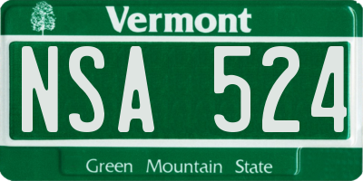 VT license plate NSA524