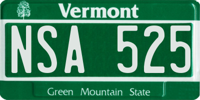 VT license plate NSA525