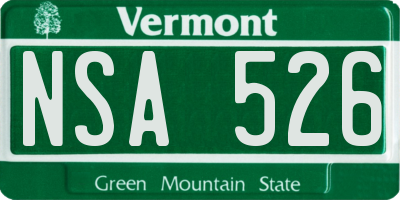 VT license plate NSA526