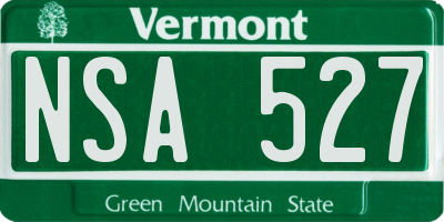 VT license plate NSA527