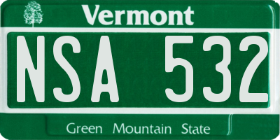 VT license plate NSA532