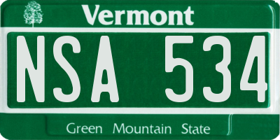 VT license plate NSA534