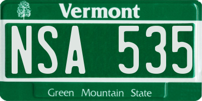 VT license plate NSA535