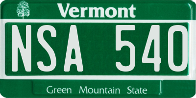 VT license plate NSA540