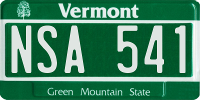 VT license plate NSA541