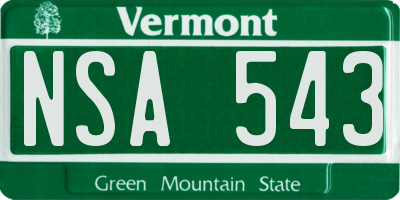 VT license plate NSA543