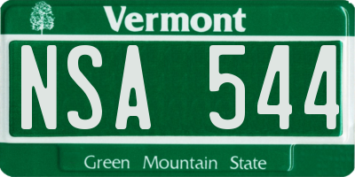 VT license plate NSA544