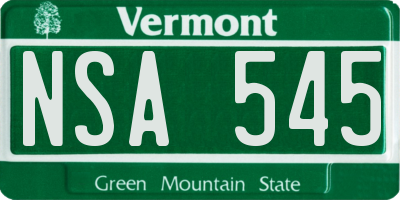 VT license plate NSA545