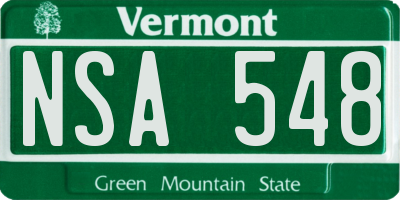 VT license plate NSA548