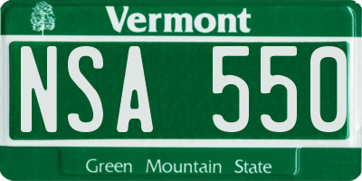 VT license plate NSA550