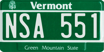 VT license plate NSA551