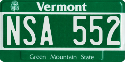 VT license plate NSA552