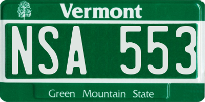 VT license plate NSA553