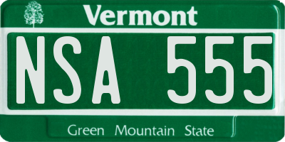 VT license plate NSA555