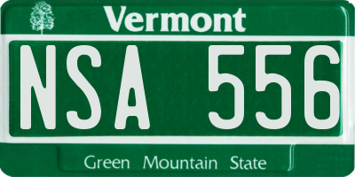 VT license plate NSA556