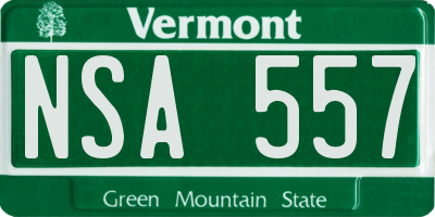 VT license plate NSA557