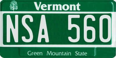 VT license plate NSA560