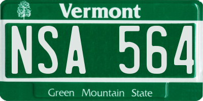 VT license plate NSA564