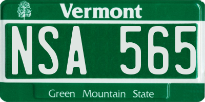 VT license plate NSA565
