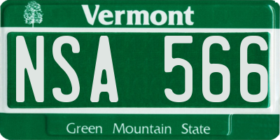 VT license plate NSA566