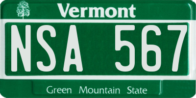VT license plate NSA567