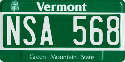 VT license plate NSA568
