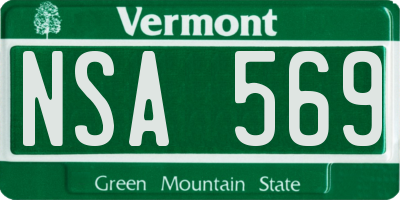 VT license plate NSA569