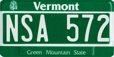 VT license plate NSA572