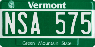 VT license plate NSA575