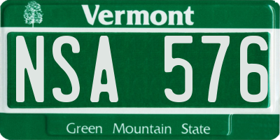 VT license plate NSA576