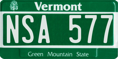 VT license plate NSA577
